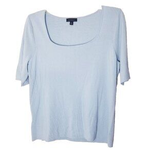 Ann Taylor Shirt Women Size XXL Pastel Blue Knit Short Sleeve